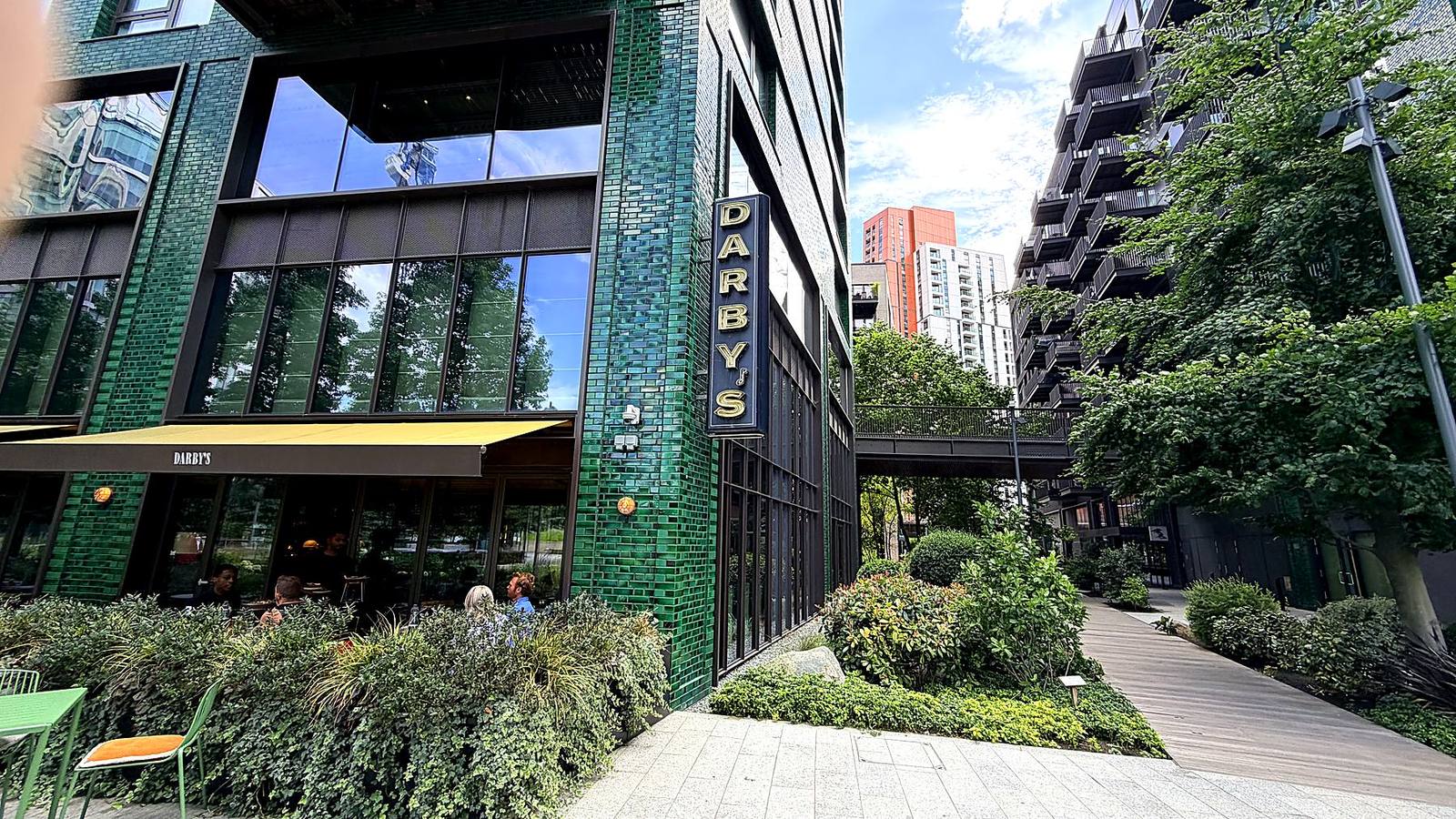 Diners outside Darbys at Embassy Gardens
